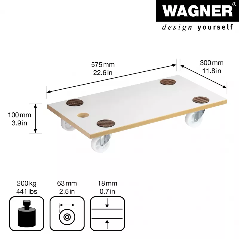 Wagner MM 1319 20131901 Transportroller, bis 200 kg, weiß