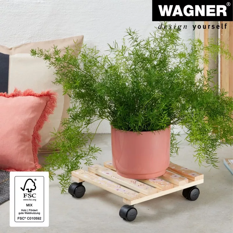 WAGNER design yourself Pflanzenroller GH0646 Quadratisches Holz-Motiv 29 x 8 cm 20064601