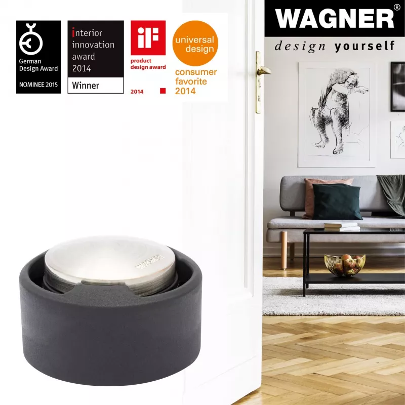 Wagner design yourself EH 5171 Türstopper, Zinkdruckguss mit Gummipuffer, Ø 5 cm, Matto-Nickel/Schwarz 15517111