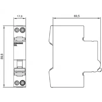 Siemens 5SL60166MC 2-poliger 16 A C-Charakteristik Leitungsschutzschalter, 6 kA