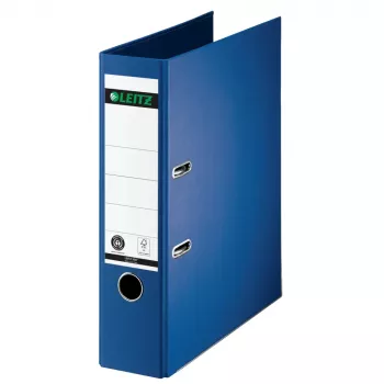 LEITZ Aktenordner, 180°, A4, 80 mm, Blau, Hartpappe-Deckel mit farbigem Papierbezug, 600 Blatt Fassungsvermögen, 1 Stück (1007-00-68)