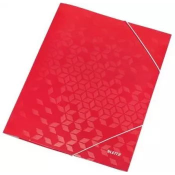 LEITZ WOW Gummizug-Dokumentenmappe A4, PP-kaschierter Karton, Rot, Eckgummizüge, 3 Innenklappen, Fassungsvermögen 150 Blatt 3982-00-26