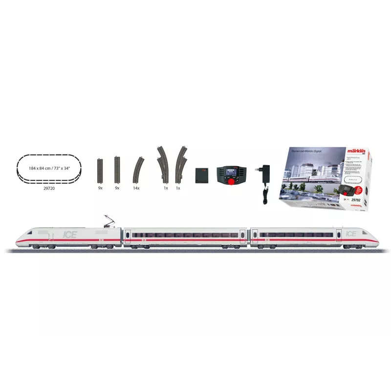Märklin 29792 ICE 2 Digital-Startpackung H0 AC mit Mobile Station 2, 5-teiliger Zug, C-Gleis-Oval, Epoche VI