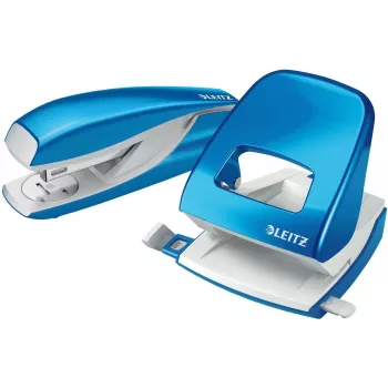 LEITZ Nexxt WOW Heftgerät- und Locher-Set, Metallic Blue 5095-10-36