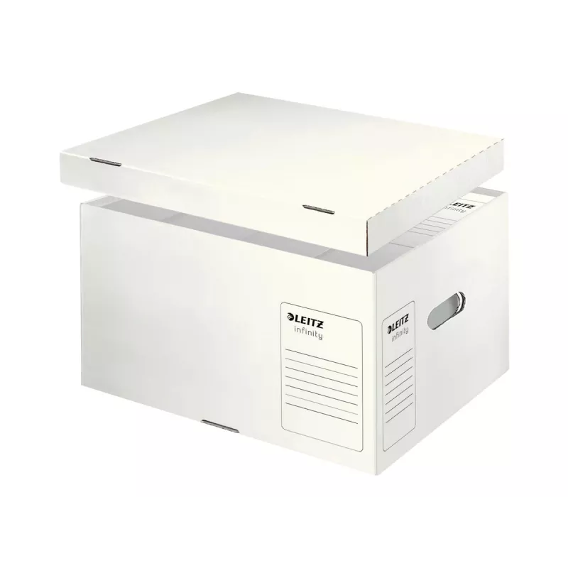 Leitz 61040000 Infinity Archivcontainer, Weiß, 10er-Pack, A4/Folio, stapelbar, Recycling-Karton