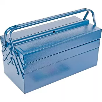 BRÜDER MANNESMANN 211-430 Metall-Werkzeugkasten, 430 mm, Cantilever, Blau, 6 Fächer
