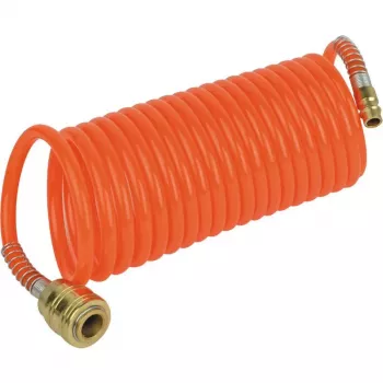 BRÜDER MANNESMANN Druckluft-Spiralschlauch 4,5 m, Rilsan, Stecknippel, Knickschutz (M 1546)