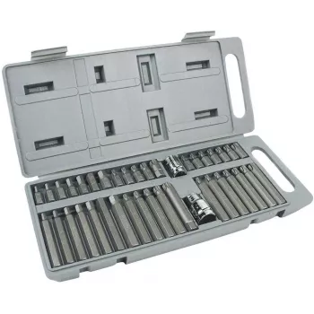 Brüder Mannesmann 40-teiliges professionelles Schraubendreher-Bit-Set, S2-Stahl, 1/4 inch Sechskant, Schlitz/Kreuzschlitz/Pozidriv/Innensechskant/Torx/Tamper-Resistant Torx, magnetischer Bithalter, Steckschlüsseladapter, robuster Koffer 187-40