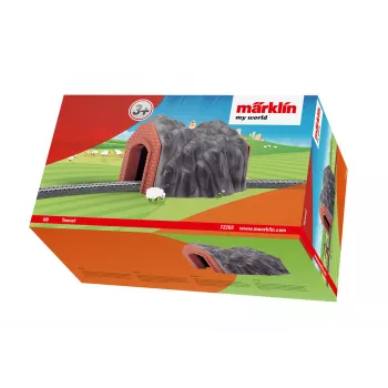 Märklin H0 eingleisiger Tunnel mit detailliertem Steinbogenportal, Grau und Orange 72202