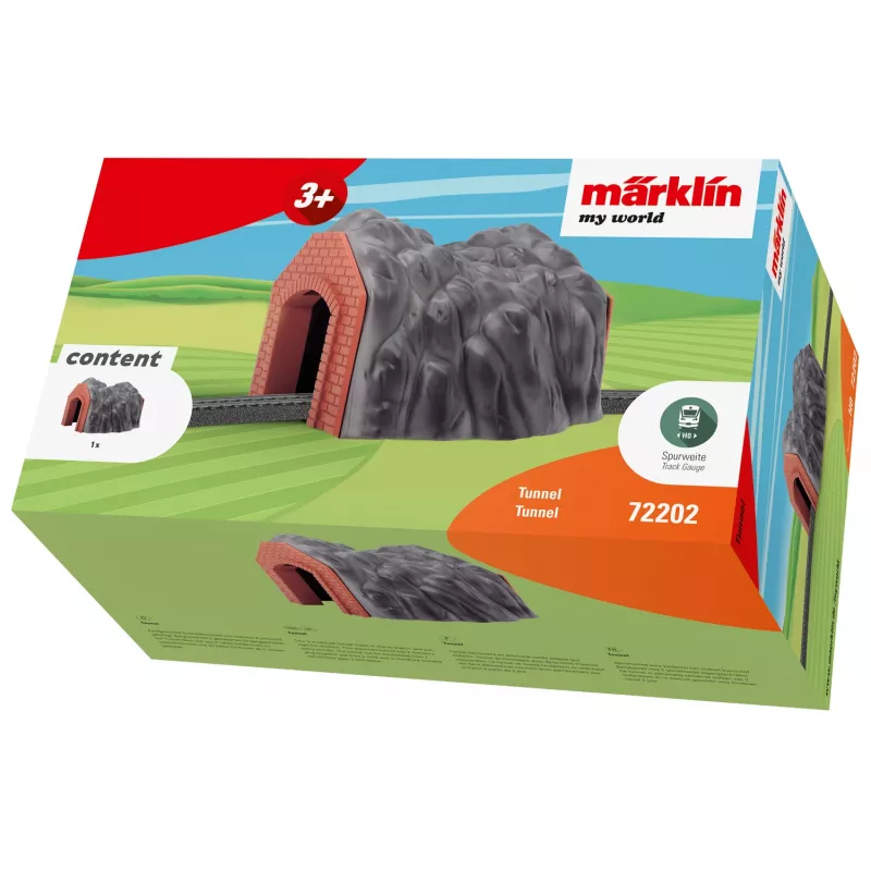 Märklin H0 eingleisiger Tunnel mit detailliertem Steinbogenportal, Grau und Orange 72202