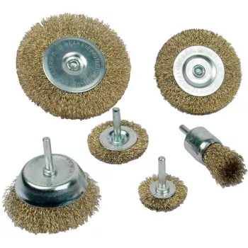 Brüder Mannesmann MAN 43806 6-teiliges Drahtbürsten-Set – Stahl-, Messing- & Nylon-Hand- und Bohrbürsten zur Rostentfernung und Reinigung