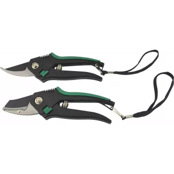 BRÜDER MANNESMANN Leichte Metall-Gartenscheren-Set, 2-teilig, Edelstahl gehärtete Klingen, rutschfeste Kunststoffgriffe - 1 Set (M63202)