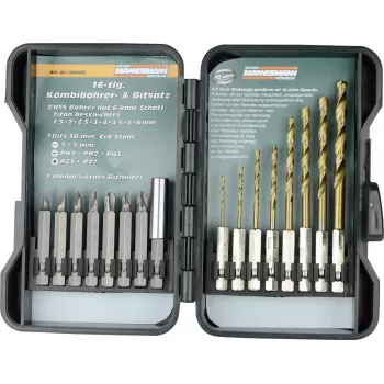 Brüder Mannesmann 16-teiliges TiN-Bohrer- und Bit-Set M54325
