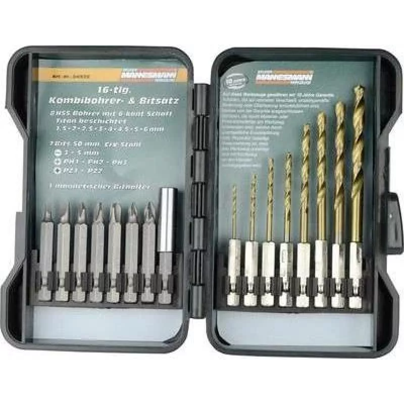 Brüder Mannesmann 16-teiliges TiN-Bohrer- und Bit-Set M54325