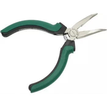 BRÜDER MANNESMANN GREEN LINE Elektronik gebogene Spitzzange 125 mm, Werkzeugstahl, Grün/Silber/Schwarz M 1070-5
