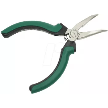 BRÜDER MANNESMANN GREEN LINE Elektronik gebogene Spitzzange 125 mm, Werkzeugstahl, Grün/Silber/Schwarz M 1070-5