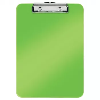 LEITZ WOW Klemmbrett A4 Polystyrol Metallic-Grün mit Metallklemme, 80 Blatt Kapazität 3971-00-54