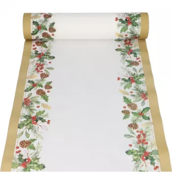 PAPSTAR Tischläufer Mistelzweig und Tannenzapfen 37231 Mehrfarbig 40 cm x 24 m