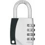 ABUS 155/40 Kombinationsvorhängeschloss 4-stellig einstellbar, Aluminiumkörper, gehärteter Stahlbügel, Silber ABVS30890