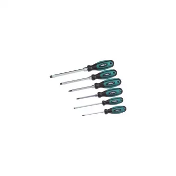 BRÜDER MANNESMANN 6-teiliges Schraubendreher-Set mit Klingen aus Chrom-Vanadium-Stahl und rutschfesten Griffen (M11113-6)
