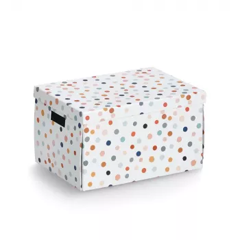 Zeller Dots Aufbewahrungsbox Weiß mit Punkten 25 x 35 x 20 cm 14475