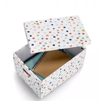 Zeller Dots Aufbewahrungsbox Weiß mit Punkten 25 x 35 x 20 cm 14475