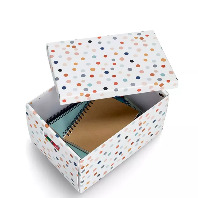 Zeller Dots Aufbewahrungsbox Weiß mit Punkten 25 x 35 x 20 cm 14475
