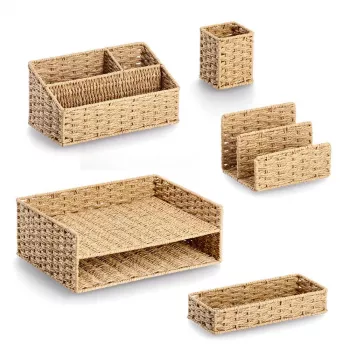 Zeller Stiftehalter Papiergeflecht Natur 8 x 8 x 10,7 cm (15210)
