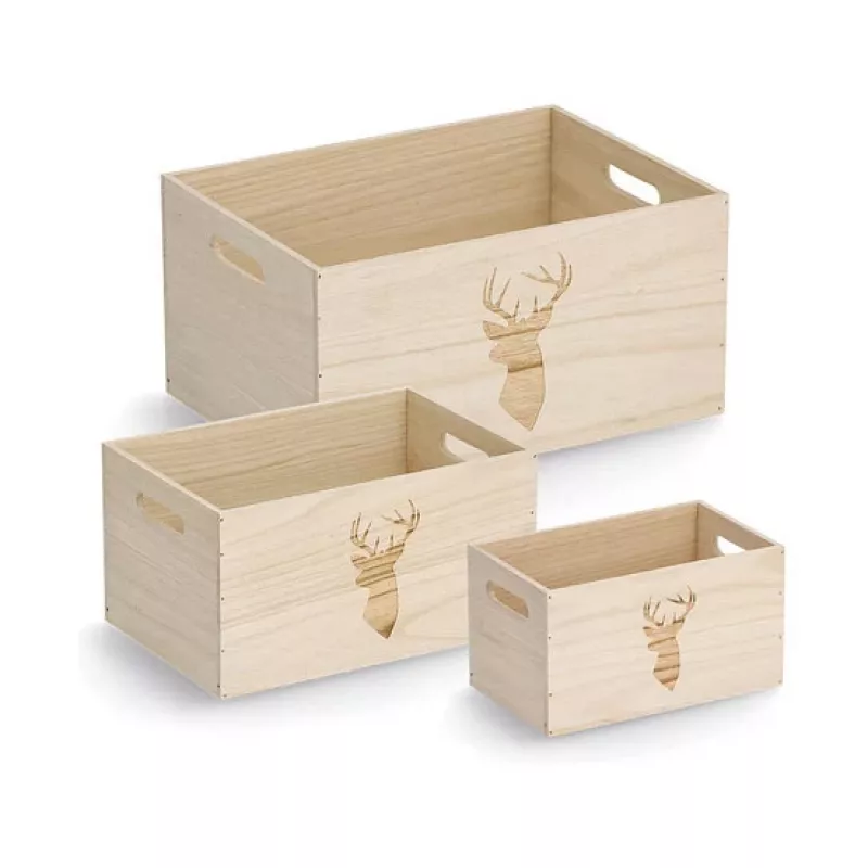 Zeller Hirsch Aufbewahrungsbox Natur 35 x 25 x 18 cm 15222