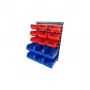 BRÜDER MANNESMANN M41561 16-teiliger wandmontierter Kleinteile-Organizer, Kunststoff, Blau/Rot