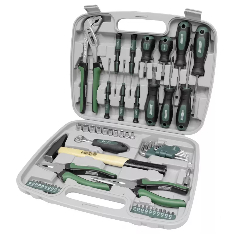 BRÜDER MANNESMANN 57-teiliges Handwerkzeug-Set mit Tragekoffer | Chrom-Vanadium-Stahl | Haushalt & DIY 29057