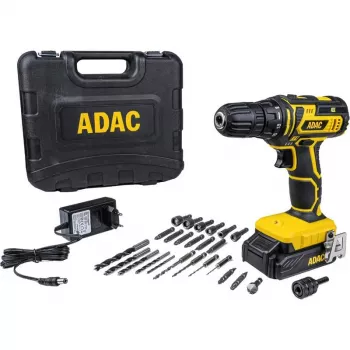 BRÜDER MANNESMANN ADAC 20 V Akku-Bohrschrauber mit Li-Ion-Akku, 2-Gang-Getriebe, 40 Nm Drehmoment, 13 mm Schnellspannbohrfutter, Tragekoffer, Bits enthalten (M17692)