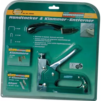 BRÜDER MANNESMANN Handtacker-Set, Stahl, mit Heftklammerentferner und 200 Heftklammern (48440)