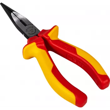 BRÜDER MANNESMANN VDE Spitzzange 160 mm, isoliert 1000V, lange Spitzzange für Arbeiten an spannungsführenden Teilen, Rot/Gelb 10603