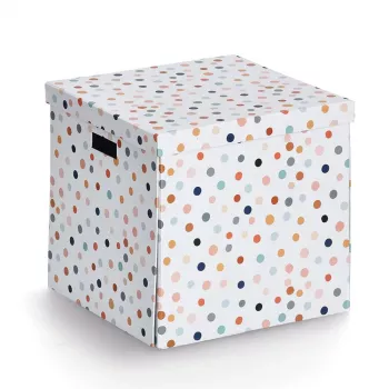 Zeller Dots Weiße Polka-Dot Aufbewahrungsbox 33,5 x 33 x 32 cm 14476