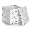 Zeller Dots Weiße Polka-Dot Aufbewahrungsbox 33,5 x 33 x 32 cm 14476