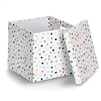 Zeller Dots Weiße Polka-Dot Aufbewahrungsbox 33,5 x 33 x 32 cm 14476