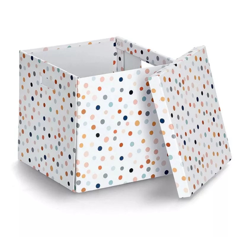 Zeller Dots Weiße Polka-Dot Aufbewahrungsbox 33,5 x 33 x 32 cm 14476