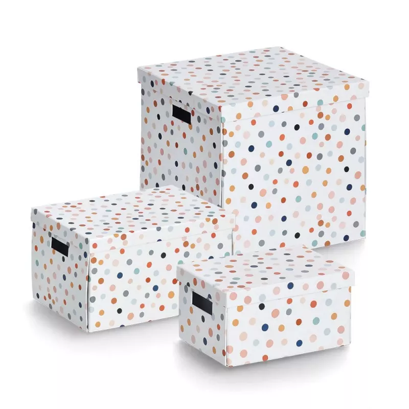 Zeller Dots Weiße Polka-Dot Aufbewahrungsbox 33,5 x 33 x 32 cm 14476