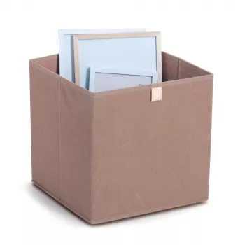 Zeller Mocca Würfel-Aufbewahrungsbox 32 x 32 x 32 cm mit Deckel und Griff 14541