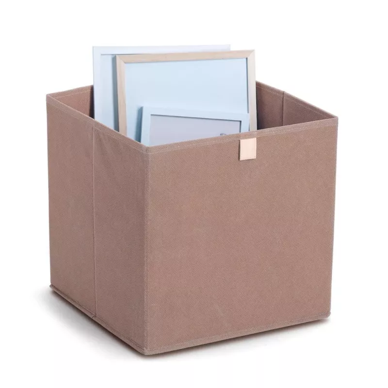 Zeller Mocca Würfel-Aufbewahrungsbox 32 x 32 x 32 cm mit Deckel und Griff 14541