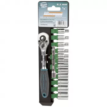 Brüder Mannesmann M29114 14-teiliger Steckschlüsselsatz mit 1/4 inch Antrieb, Chrom-Vanadium, 4-13 mm