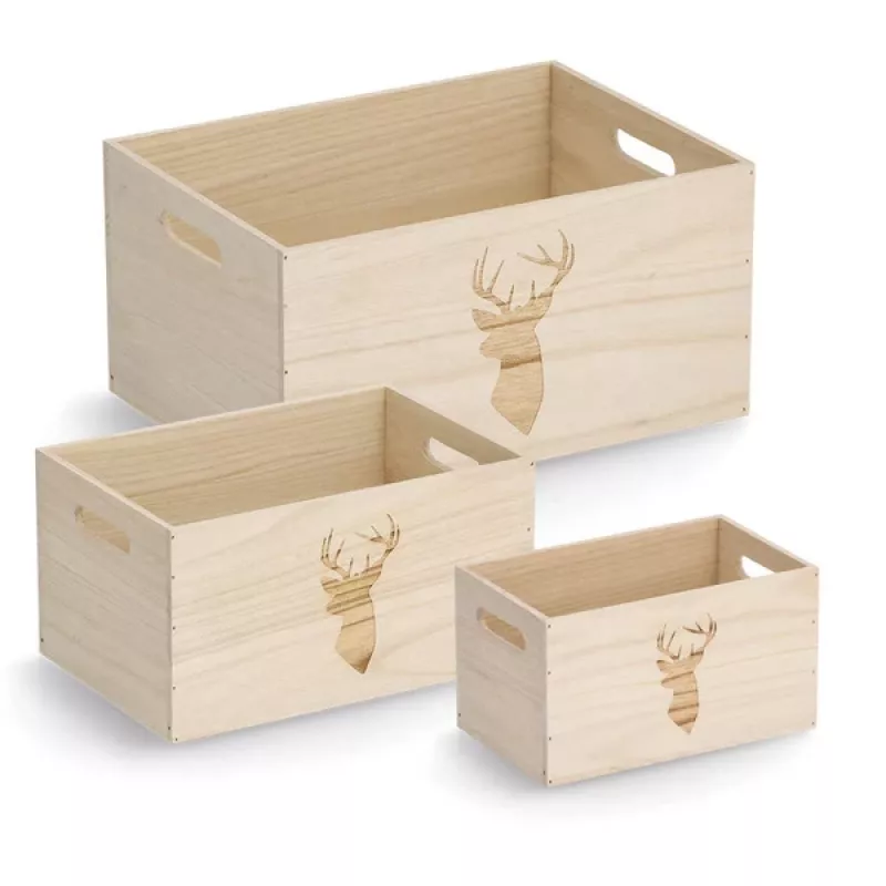 Zeller Hirsch Aufbewahrungsbox Natur 25 x 15 x 14 cm (15220)