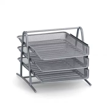 ZELLER MESHLINE 3-stufige A4 Aluminium Briefablage, Silber 17701