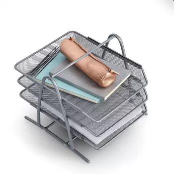 ZELLER MESHLINE 3-stufige A4 Aluminium Briefablage, Silber 17701