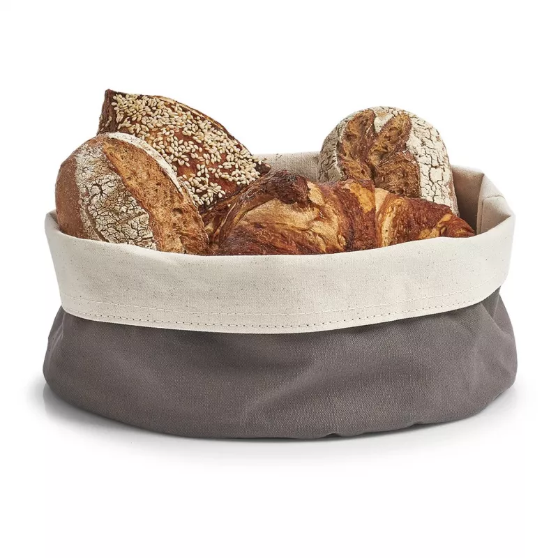 Zeller Brotkorb 18006 – Faltbarer Stoffkorb mit Metallrahmen, Grau, 20 x 20 x 7 cm