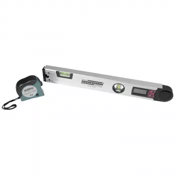 Brüder Mannesmann Digitaler Winkelmesser mit Wasserwaagen, 400 mm, LCD, 0-220°, 0,1° Auflösung, Aluminium (M81230)