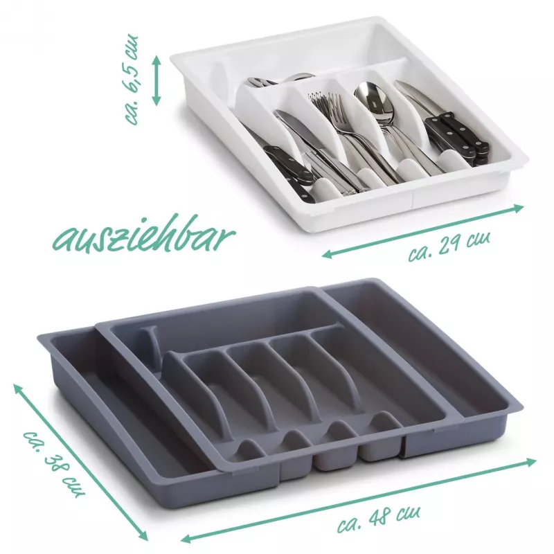 Zeller 24887 Besteckkasten, Kunststoff, Grau