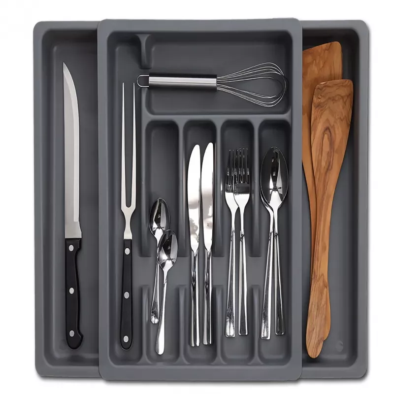 Zeller 24887 Besteckkasten, Kunststoff, Grau