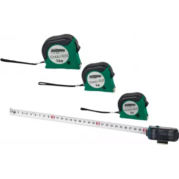 Brüder Mannesmann M80503 5 m Maßband mit 19 mm Stahlband, gummiertem ABS-Gehäuse, metrisch, Klasse II